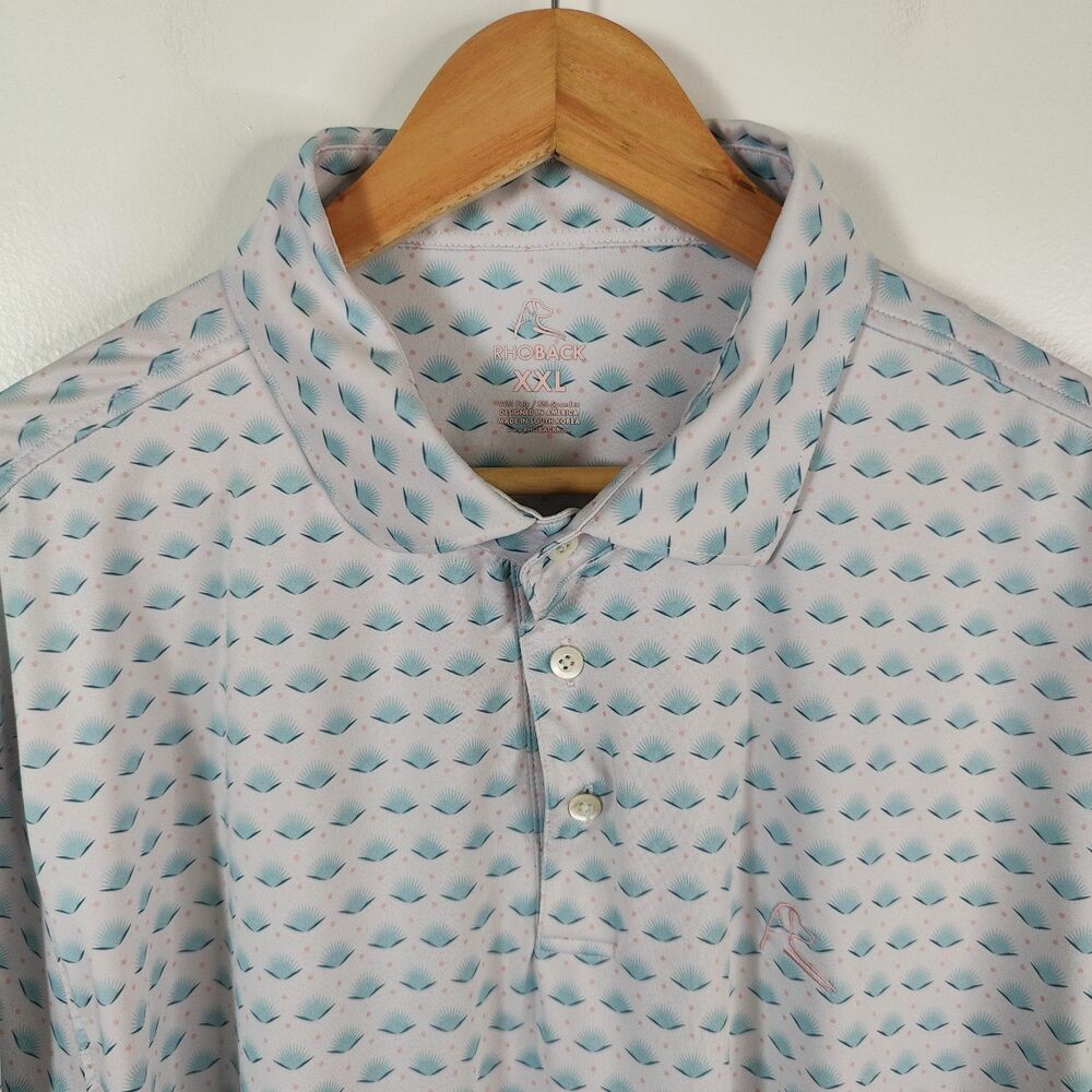 Rhoback Performance Polo Shirt Size 2XL All Over Print Performance Stretch Golf